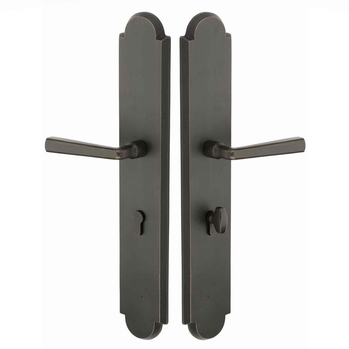 Emtek Emtek 1L1A53 Multi Point Lock Trim (Large Multi Point Entry Set) - Sandcast Bronze Plates, Arched Style (3" x 17.5"), Non-Keyed American Style Thumbturn Inside EMTEK-1L1A53