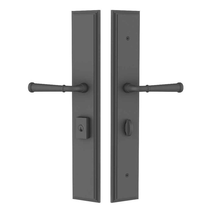 Emtek Emtek 1L1M11 Multi Point Lock Trim (Large Multi Point Entry Set) - Brass Plates, Melrose Style (2.9" x 17.5"), Keyed with American Cylinder Hub BELOW Handle EMTEK-1L1M11