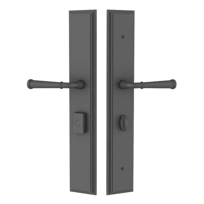 Emtek Emtek 1L1M13 Multi Point Lock Trim (Large Multi Point Entry Set) - Brass Plates, Melrose Style (2.9" x 17.5"), Non-Keyed American Style Thumbturn Inside EMTEK-1L1M13