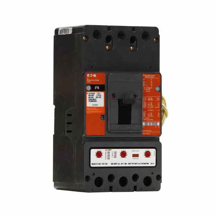Eaton E2K3100T E2 mining molded case circuit breaker trip unit, K-frame, E2K, Interchangeable thermal-magnetic trip, 500-1000A, Three-pole, 100A, 600 Vac, 250 Vdc, 65 kAIC at 240 Vac, 35 kAIC at 480 Vac, 25 kAIC at 600 Vac, 10 kAIC at 250 Vdc