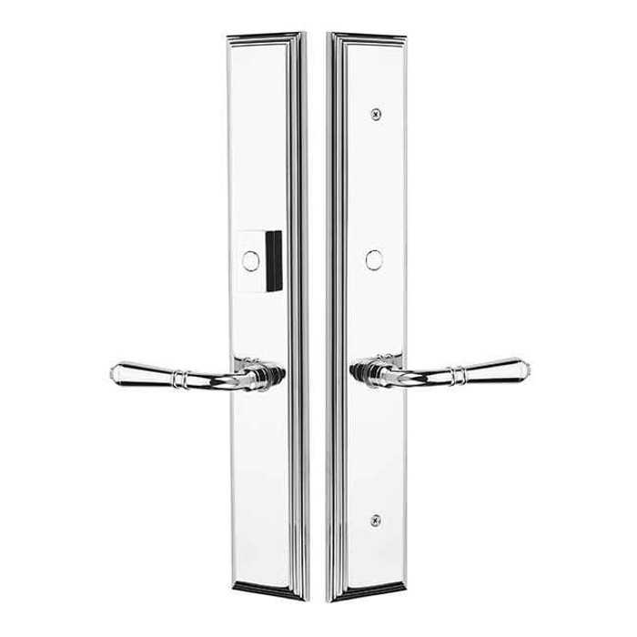 Emtek Emtek 1L1M22 Multi Point Lock Trim (Large Multi Point Entry Set) - Brass Plates, Melrose Style (2.9" x 17.5"), Non-Keyed Passage EMTEK-1L1M22