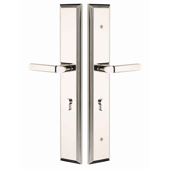 Emtek Emtek 1L1M52 Multi Point Lock Trim (Large Multi Point Entry Set) - Brass Plates, Melrose Style (2.9" x 17.5"), Non-Keyed Passage EMTEK-1L1M52