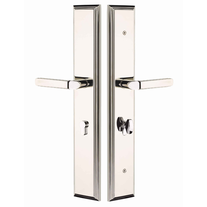 Emtek Emtek 1L1M53 Multi Point Lock Trim (Large Multi Point Entry Set) - Brass Plates, Melrose Style (2.9" x 17.5"), Non-Keyed American Style Thumbturn Inside EMTEK-1L1M53