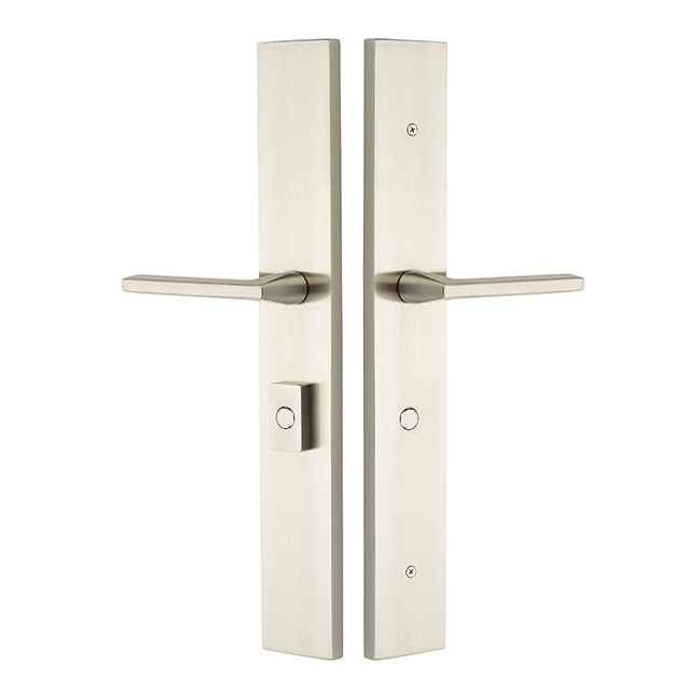 Emtek Emtek 1L1R14 Multi Point Lock Trim (Large Multi Point Entry Set) - Brass Plates, Modern Rectangular Style (2.5" x 17.5"), Non-Keyed Fixed Handle Outside, Operating Handle Inside (for Semi-Active Door) EMTEK-1L1R14