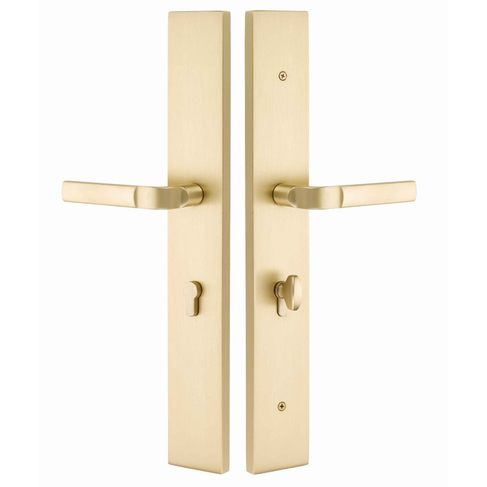 Emtek Emtek 1L1R53 Multi Point Lock Trim (Large Multi Point Entry Set) - Brass Plates, Modern Rectangular Style (2.9" x 17.5"), Non-Keyed American Style Thumbturn Inside EMTEK-1L1R53