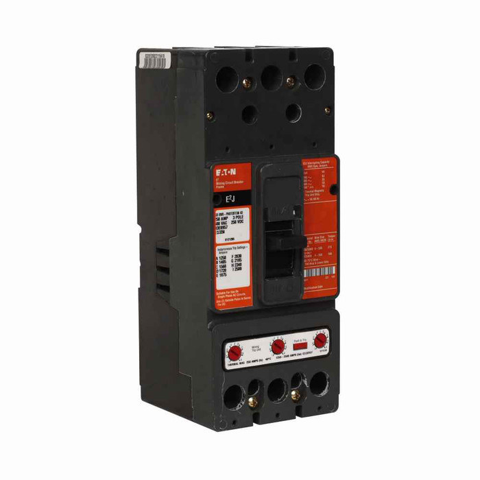 Eaton E2J3200T E2 mining molded case circuit breaker trip unit, Series C, J-frame Molded Case Mining Breaker, trip unit only, 65 kAIC at 240V, 35 kAIC at 480V, 18 kAIC at 600V, 10 kAIC at 250 Vdc, Three-pole, 250 Vdc, 600V max, 200 A