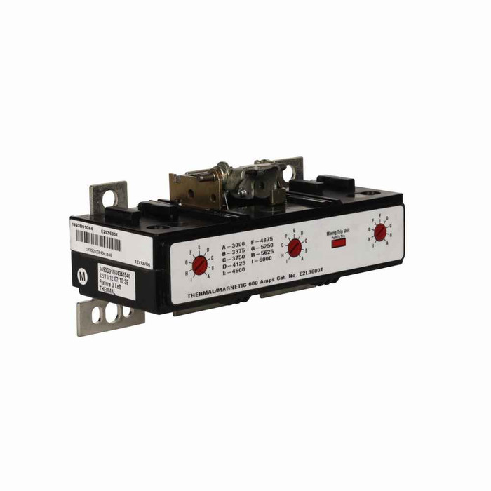 Eaton E2L3600TL E2 mining molded case circuit breaker trip unit, L-frame, E2L, Interchangeable thermal-magnetic trip, 1125-2250A, Three-pole, 600A, 600 Vac, 250 Vdc, 65 kAIC at 240 Vac, 35 kAIC at 480 Vac, 25 kAIC at 600 Vac, 22 kAIC at 250 Vdc