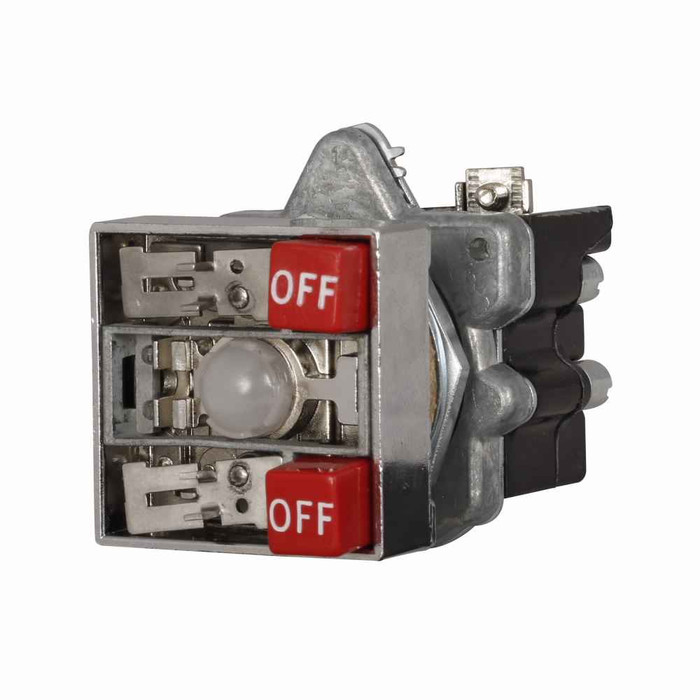 Eaton E30GX3 E30, 30.5 mm, Square Multifunction, NEMA 3, 3R, 4, 12, 13, Illuminated, Maintained (top and bottom), Two button, (OFF) release bars for each button, Incandescent, full voltage light unit, 18/24 Vac/dc light unit, 24PSB, E30GX3
