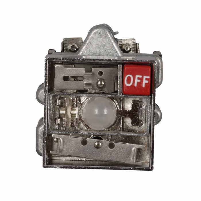 Eaton E30FX4 E30, 30.5 mm, Square Multifunction, NEMA 3, 3R, 4, 12, 13, Illuminated, Maintained (top), momentary (bottom), Two button, (OFF) release bar for top button, Incandescent, full voltage light unit, 28 Vac/dc light unit, 28PSB, E30FX4