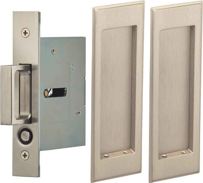 Omnia Omnia 7037/N Passage Pocket Door Lock with Traditional Rectangular Trim featuring Mortise Edge Pull OMN-7037/N