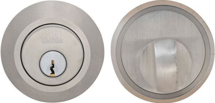 Omnia D9002 Modern Single Cylinder Low Profile Auxiliary Deadbolt, Solid Stainless Steel
