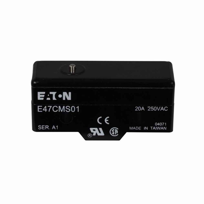 Eaton E47CMS01 Precision Limit Switch, E47, Pin plunger, Screw Terminals, 20A at 250 Vac, 6A at 30 Vdc, 0.01 mm/s-1m/s, 1-SPDT (Form C)