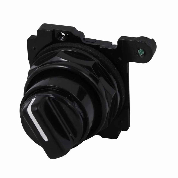 Eaton E34VFBK1-11 E34 pushbutton, E34, 30.5 mm, Corrosion Resistant, Cam 1, 60° throw, NEMA 3, 3R, 4, 4X, 12, 13, Knob, Black actuator, 1NO-1 NC, Non-illuminated, Two-position