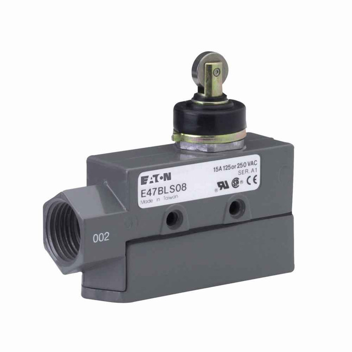 Eaton E47BLS08 Precision Limit Switch, E47, Booted roller plunger, Screw Terminals, 15A at 250 Vac, 6A at 30 Vdc, 0.01 mm/s-1m/s, 1-SPDT (Form C)