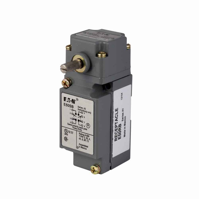Eaton E50BR16P E50 Heavy Duty Factory Sealed 6P+ Limit Switch,8 Ft. ( 2.5m ) Cable,10A at 240Vac,1A at 250Vdc,SOOW-A,2NO-2NC,96Foot,Die Cast Zinc,NEMA 1,3,3S,4,4X,6,6P,13,IP67,IP69K,10A,1A,10° to 201°F (-12° to 94°C),Side Rotary
