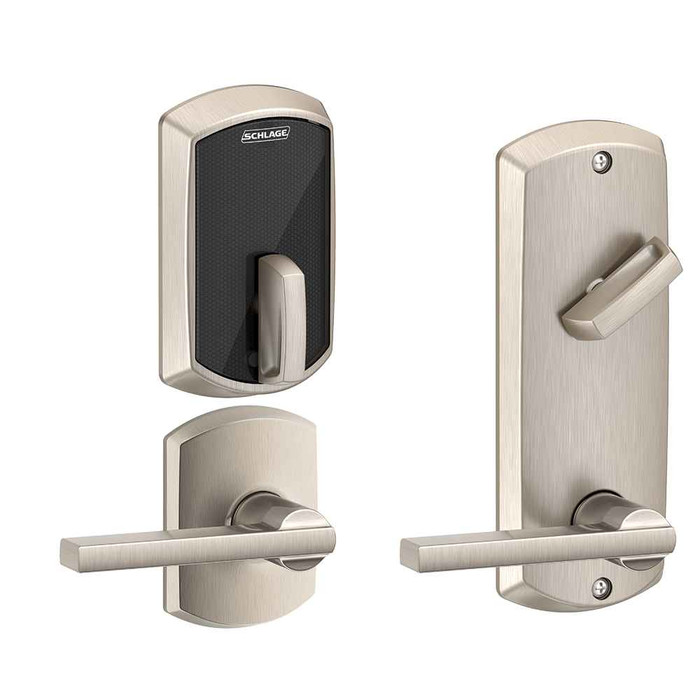 Schlage Residential Schlage Residential FE410F - Control Smart Interconnected Lock UL Listed with Greenwich Trim and Latitude Lever with 5-1/2" Bore Spacing SCR-FE410-GRW-LAT
