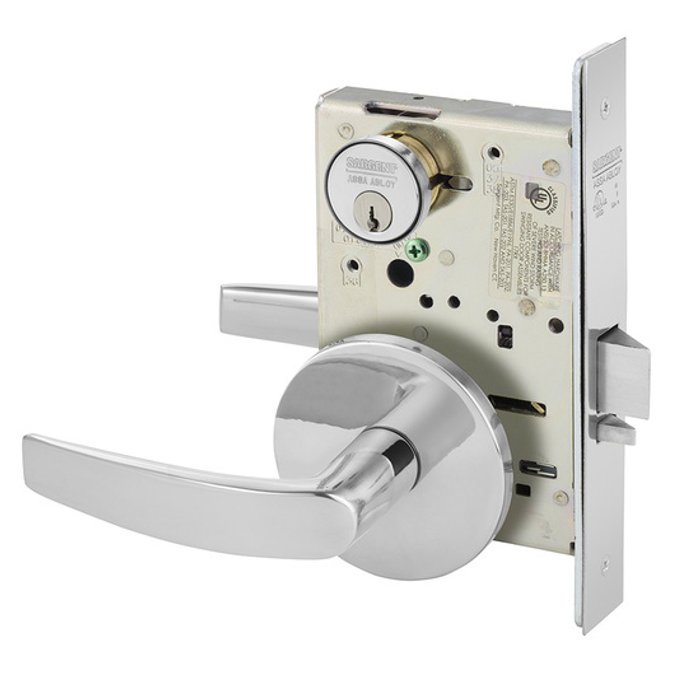 Sargent 8200 Series - (8256) Office & Inner Entry Lock Function Rose Trim, Heavy Duty Single Cylinder Mortise Lock, Grade 1