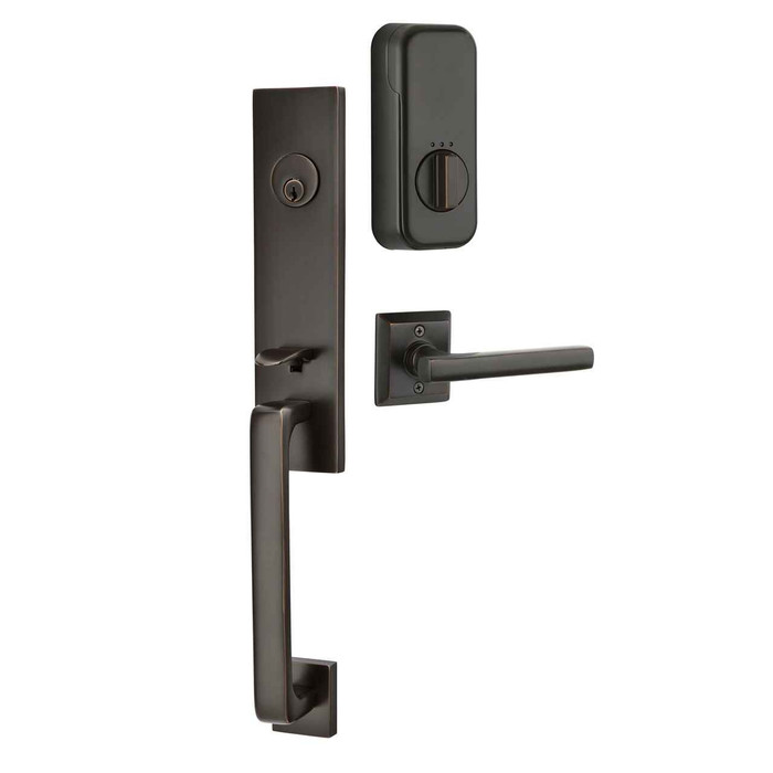 Emtek Emtek EMP4818 Davos Single Cylinder Entrance Handleset - Brass Tubular - EMPowered Upgrade EMTEK-EMP4818