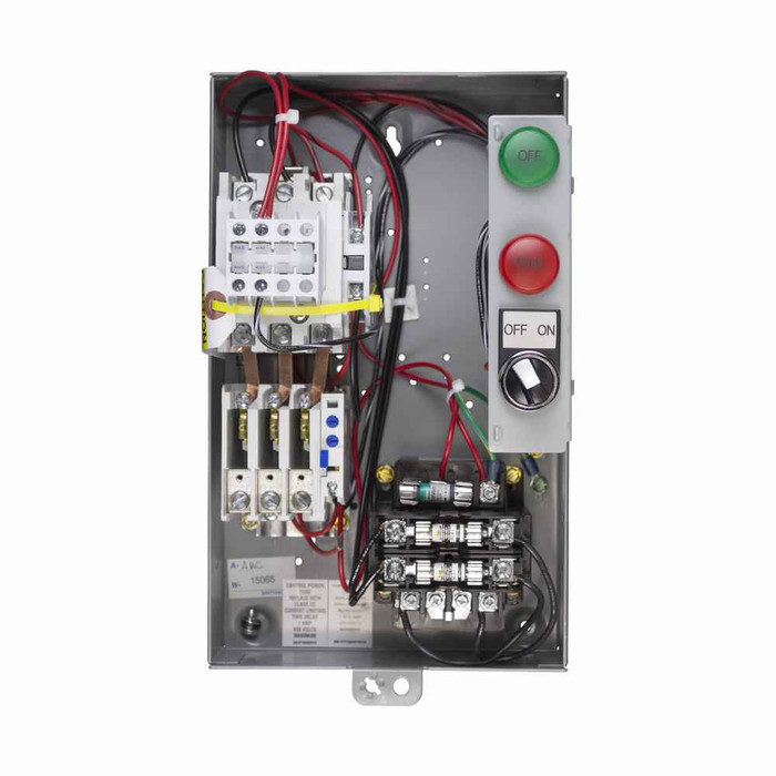 Eaton ECN0711DPA Freedom NEMA motor control starter, NEMA 1, Non-combination non-reversing starter, Red RUN pilot light with control power transformer, 600V/60 Hz-550V/50 Hz primary, 120V/60 Hz-110V/50 Hz secondary control power transformer