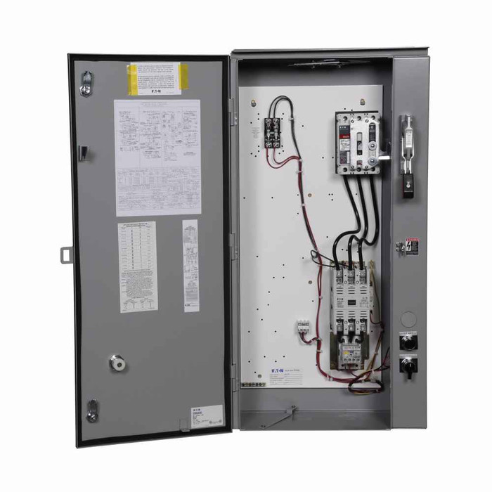 Eaton ECN5532CAG Freedom Industrial Pump Panel, Circuit breaker disconnect, NEMA 3R painted steel enclosure, 440V/50 Hz-460V/60 Hz coil, NEMA size 3, 100A breaker