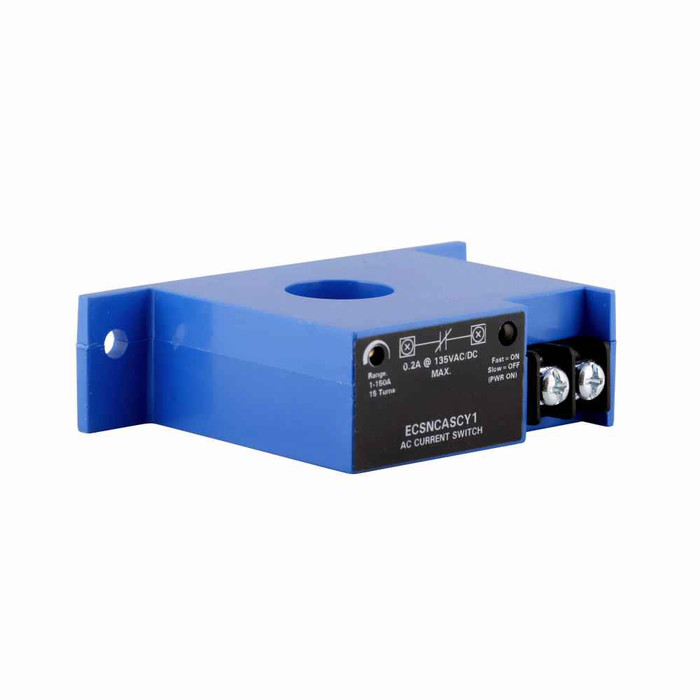 Eaton ECSNCASCY1 Current Watch Series Switch, UL94 V0 Flammability Rated Plastic enclosure, Monitor up to 150A, Switch up to 0.2A max AC, Switch up to 0.2A max DC, Isolated Solid State Relay, 0.2A at 135 Vac/DC, Screw Terminals, Current Switch