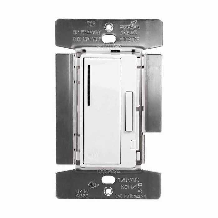 Eaton RF9537-NDW Z-Wave dimmer switch, White, Single pole, 120 Vac, Electronic Low Voltage, Dimmer switch, 1000W, 3-way, 4-way, 32°F to 104°F (0°C to 40°C) 739019