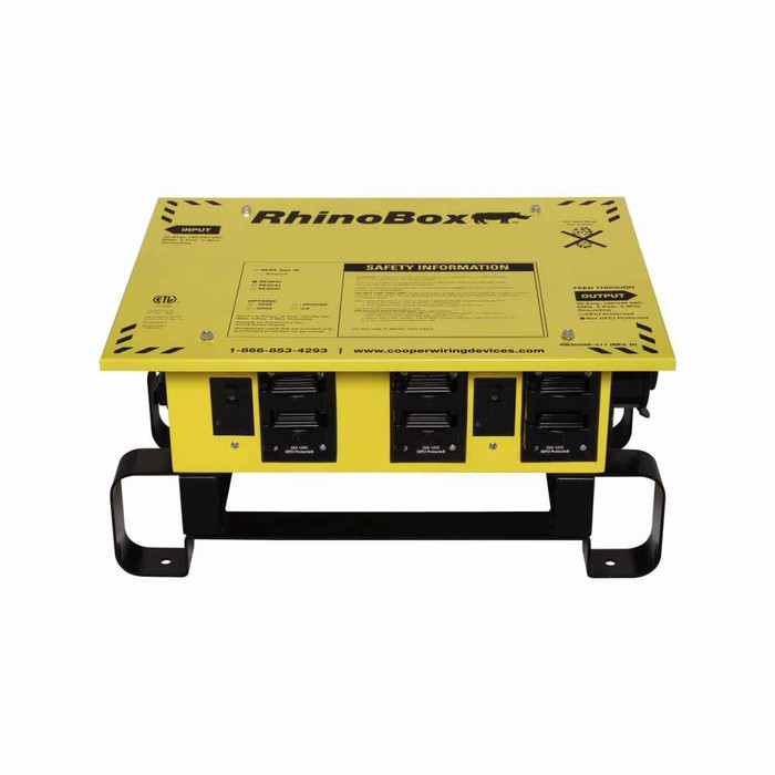 Eaton RB300AE RhinoBox Econ power distribution unit, 50A, Two devices, Weatherproof, NEMA 3R, DUPX Aut, Yellow, Cold-rolled 18 gauge steel, 120/240V