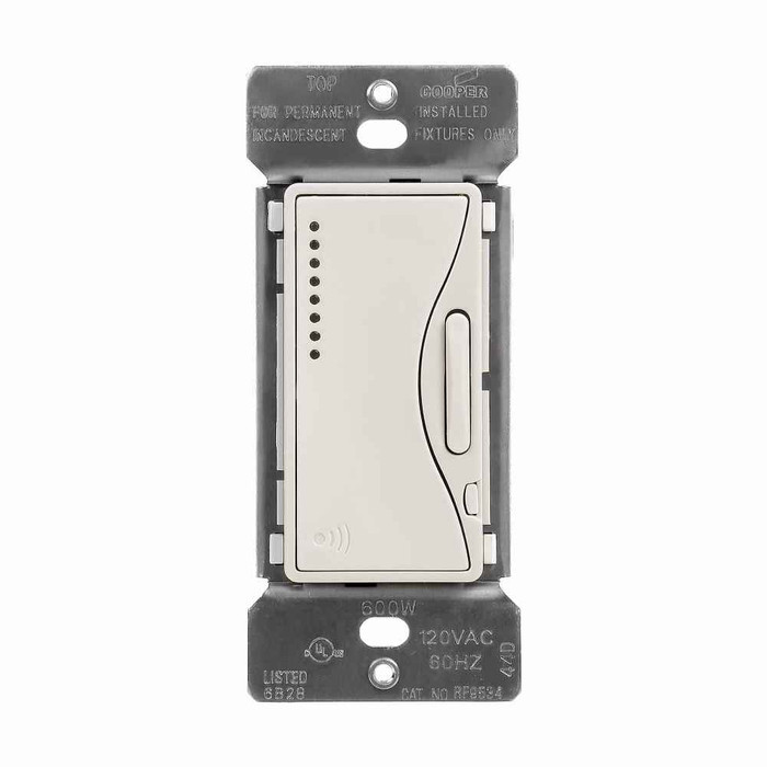 Eaton RF9534DS Z-Wave dimmer switch, Desert Sand, Single pole, 120 Vac, Incandescent, Dimmer switch, 600W, 3-way, 4-way, 32°F to 104°F (0°C to 40°C) 655388
