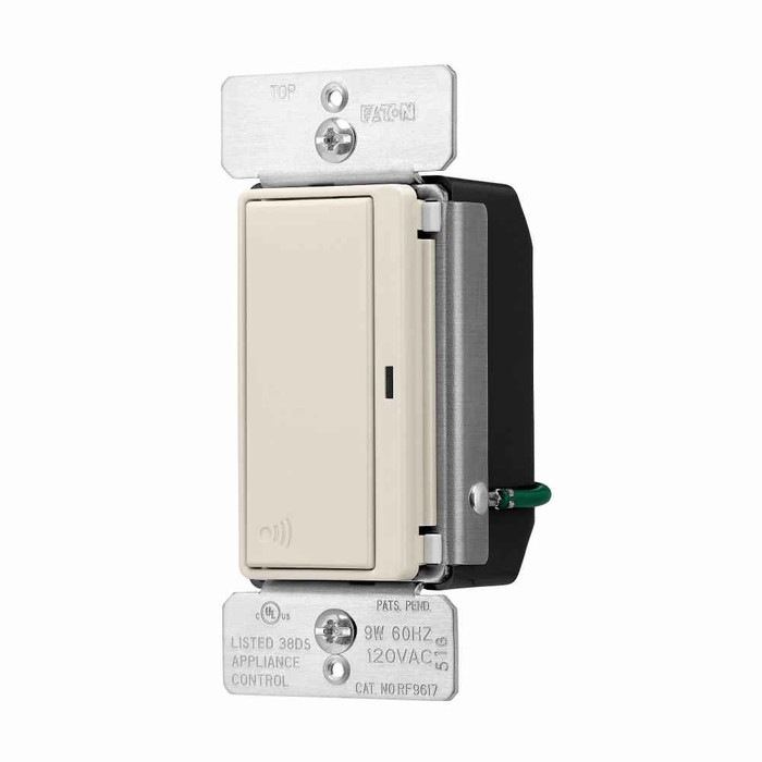 Eaton RF9617DLA Z-Wave plus accessory switch, Accessory switch, 120V, Wiring leads, Push button, Light almond, Three-way, 32°F to 104°F (0°C to 40°C), Three-way, Polycarbonate, RF9601