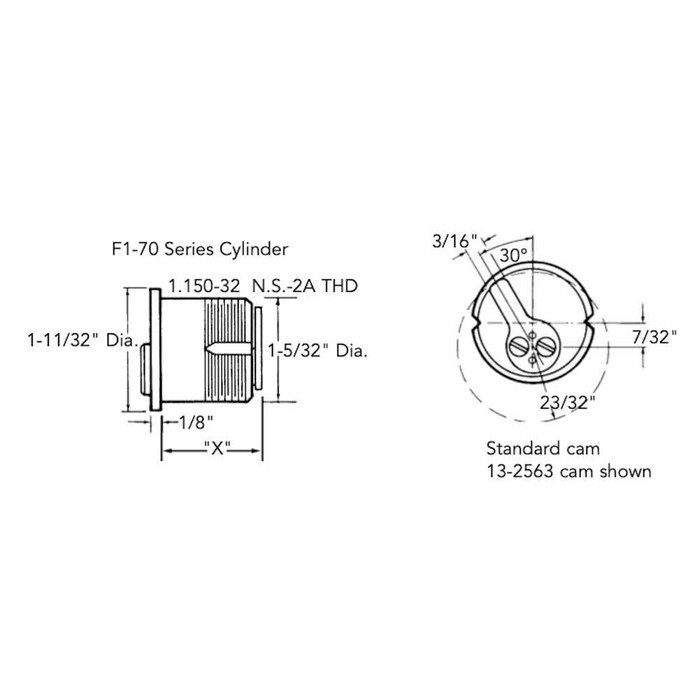 Sargent Sargent KESO F182-70 Series Mortise Type Cylinders SGT-F182-70