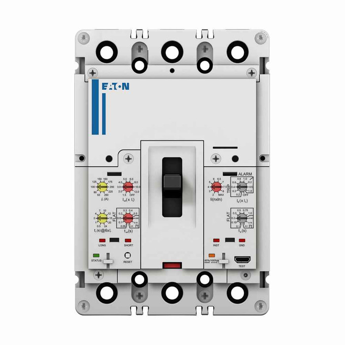 Eaton PDG24K0100D3DK Power Defense molded case circuit breaker, Globally Rated, Frame 2, Four Pole (100% N), 100A, 50kA/480V, PXR20D LSIG w/ Modbus RTU, CAM Link & Relays, Standard Terminals Line Only (PDG2X4T100)