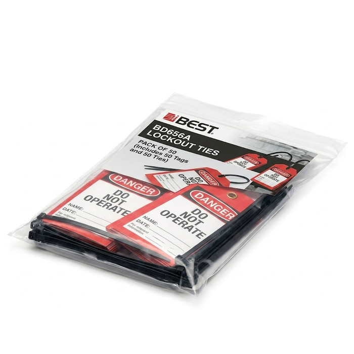 BEST BD656A Lockout Ties for BD Series Padlock Equipment - Package of 50