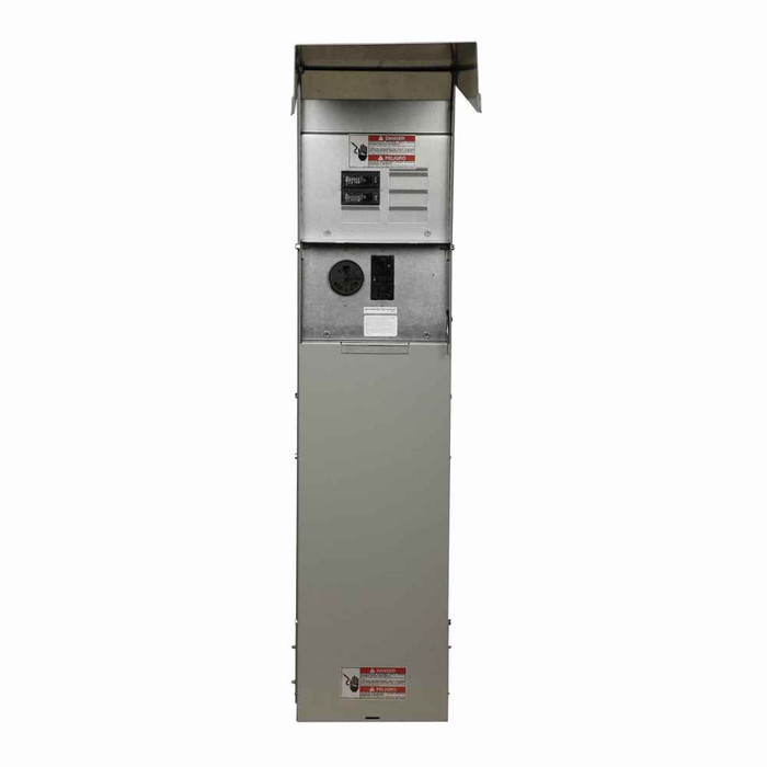 Eaton CHU4N7NPL pedestal mount unmetered, Lighted, Unmetered, 30A, 20A, None, Non-ground fault, Non-ground fault, None, Top, Pedestal, Circuits: 4, NEMA TT-30R, NEMA 5-20R2GFI, None, 3, 3, 0, 125V, 125V, None
