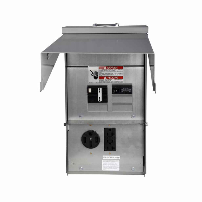 Eaton CHU1N1NSX pedestal mount unmetered, Unmetered, 50A, 50A, None, Non-ground fault, Non-ground fault, None, Top, Surface, Circuits: 6, NEMA 14-50R, NEMA 14-50R, None, 4, 4, 0, 125/250V, 125/250V, None