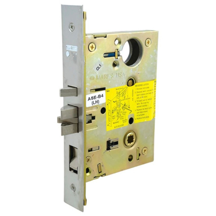 Marks USA 5 Series Grade 1 Mortise Lock Body Only, Satin Stainless Steel Finish, Stainless Steel Bolts, Front View