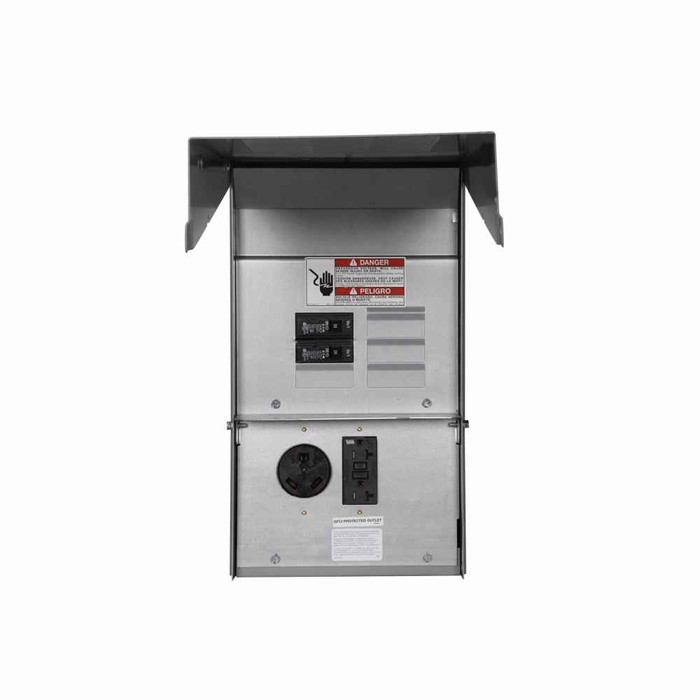 Eaton CHU4N4NPL pedestal mount unmetered, Lighted, Unmetered, 30A, 30A, None, Non-ground fault, Non-ground fault, None, Top, Pedestal, Circuits: 4, NEMA TT-30R, NEMA TT-30R, None, 3, 3, 0, 125V, 125V, None
