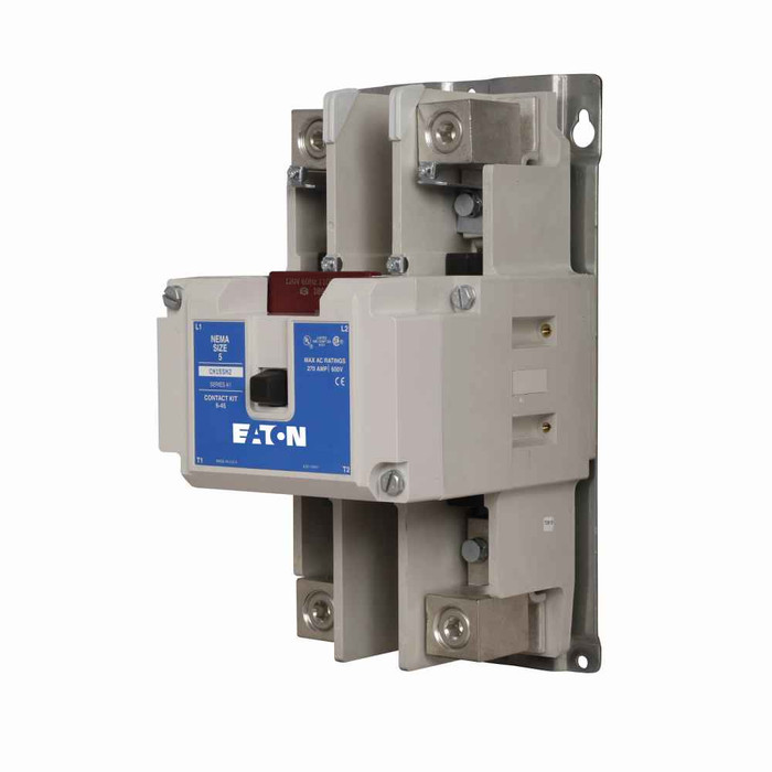 Eaton CN15SN3C Freedom NEMA motor control contactor, NEMA Freedom Series Non-Reversing contactor, 75 hp at 208V, 100 hp at 240V, 200 hp at 480,600V maximum horsepower, 480V/60 Hz or 440V/50 Hz coil voltage, 270A, Two-pole, Size 5