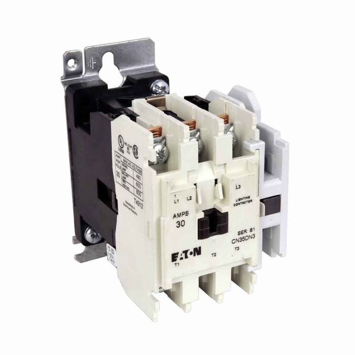 Eaton CN35DN2EB CN35 electrically held lighting contactor, 30 A, 1 NO, 208 V/60 Hz, 30 A, Open type, Two-pole, Electrically held, CN35, Lighting contactors