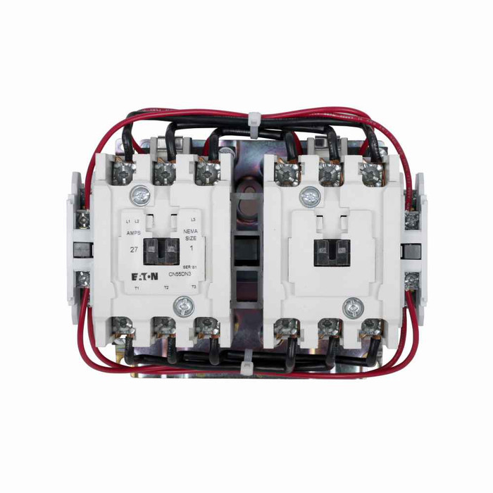 Eaton CN55GN3TB Freedom NEMA motor control contactor, NEMA Freedom Series Reversing contactor, 3 hp at 115V, 7-1/2 hp at 230V, 10 hp at 208V, 15 hp at 240V, 25 hp at 480,600V maximum horsepower, 24V/60 Hz coil voltage, 45A, Three-pole, Size 2