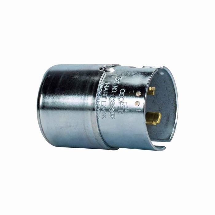 Eaton CS8365 locking plug, #10-6 AWG, 50A, Industrial, 250V, Back wiring, Steel, Armored, Non-NEMA, Three-pole, Four-wire, Steel, 0.68 to 1.13 in, California standard