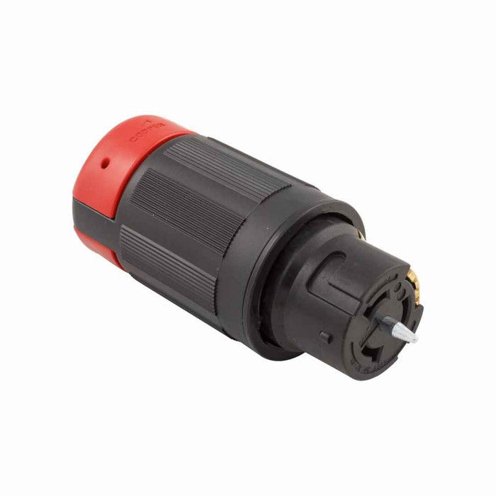 Eaton CS8164EX locking connector, #10-6 AWG, 50A, Industrial, 480V, Back wiring, Black, red, Non-NEMA, Three-pole, Four-wire, Nylon, 0.44 to 1.06 in, California standard