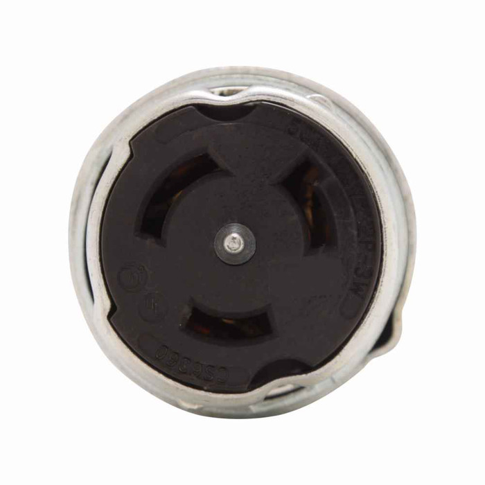 Eaton CS6360 locking connector, #10-6 AWG, 50A, Industrial, 125V, Back wiring, Steel, Armored, Non-NEMA, Two-pole, Three-wire, Steel, 0.68 to 1.13 in