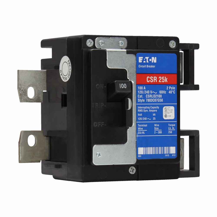 Eaton CSRLO2225 Type CSR Standard Circuit Breaker,Standard circuit breaker,225 A,25 kAIC,Two-pole,120/240 V,CH,#2 - 300 kcmil,Q1,CSR,Type CH loadcenters