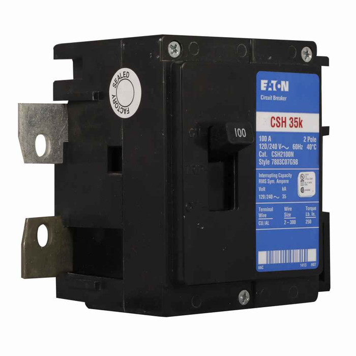 Eaton CSH2125BM Type CSH Bulk Main Circuit Breaker,Bulk main circuit breaker,Bulk Main,125 A,35 kAIC,Two-pole,120/240 V,CH,#2 AWG-300 kcmil Cu/Al,Q23,CSH,CH24NLPN125E, CH32NLPN225J, CH42NLPN225K, type ECB unit enclosures