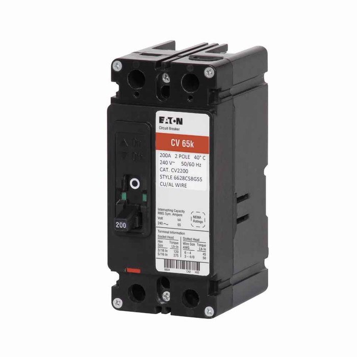 Eaton CV2070X Type CV Molded Case Circuit Breaker,Molded case circuit breaker,70 A,65 kAIC,Two-pole,120/240 V,#2/0 AWG-300 kcmil Cu/Al,CV,#4/0 kcmil maximum load