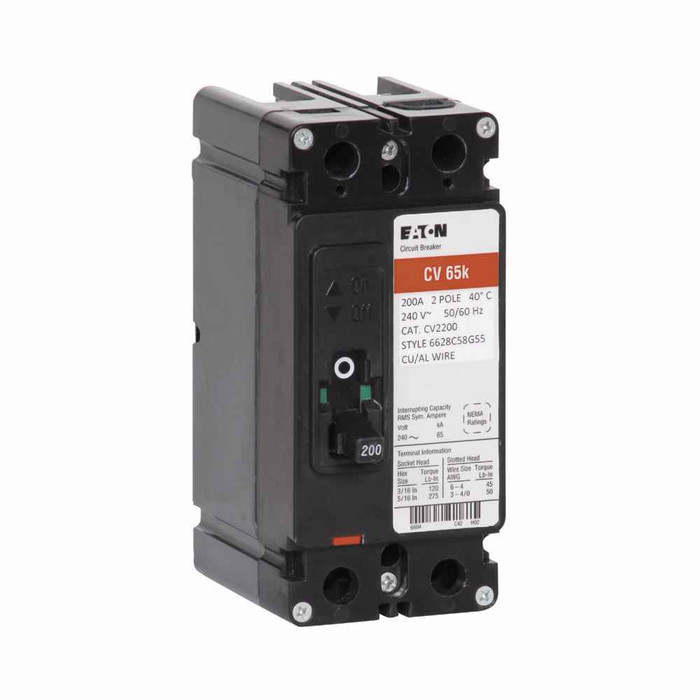 Eaton CVH2175X Type CV Molded Case Circuit Breaker,Molded case circuit breaker,175 A,100 kAIC,Two-pole,#6 - 4/0 Al/Cu,CV,#4/0 kcmil maximum load