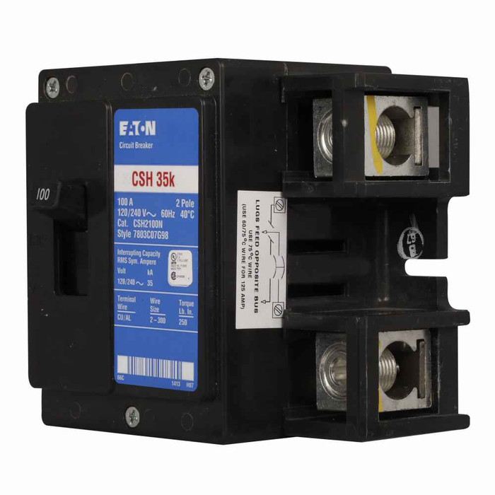 Eaton CSH2225N Type CSH Main Circuit Breaker,Main circuit breaker,225 A,35 kAIC,Two-pole,120/240 V,CH,#2 AWG-300 kcmil Cu/Al,CSH,Type ECB unit enclosures