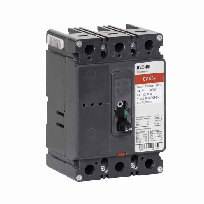 Eaton CVH3175Y Type CV Molded Case Circuit Breaker,Molded case circuit breaker,175 A,100 kAIC,Three-pole,#6 - 4/0 Al/Cu,CV,#4/0 kcmil maximum line