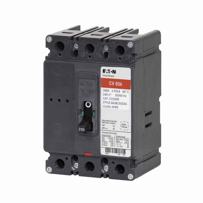 Eaton CVS3060 Type CV Molded Case Circuit Breaker,Molded case circuit breaker,60 A,42 kAIC,Three-pole,#6 - 4/0 Al/Cu,CV,#6 - 4/0 kcmil line and load