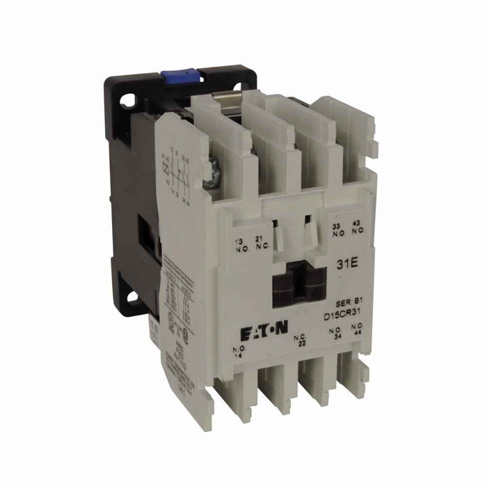 Eaton D15CR04KB D15 Series Freedom 600V Multi-pole Relay, Four-pole, 240V-coil voltage, 50 Hz, 4NC contact configuration, 30A make, 3A break contact rating, 10A rated operational current
